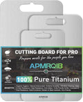 Titanium Cutting Board Set of 3,100% Pure Titanium Cutting Boards for Kitchen, Double Sided Non Toxic Cutting Board, Ideal Charcuterie & Chopping for Meat, Hygiene Durable Dishwashr（3 Pack)