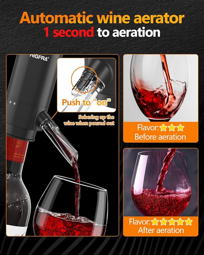 Rechargeable Electric Wine Opener Set - All-in-One Premium Wine Gift with Wine Aerator, Vacuum Stopper and Foil Cutter - Perfect for Christmas, Home, Bar, and Party Use-Day Gifts for Dad
