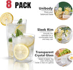 Liacere Drinking Glasses Set of 8, 17 oz Highball Plastic Glasses & 14oz Cocktail Plastic Glasses Set, Kitchen Water Glasses Cup, Bar Tumbler Glassware Set for Beer, Juice, Cocktail, Whiskey, Milk