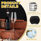 PATIKIL 3 Pcs Wine Bottle Collars, Stainless Steel & Velvet Felt Bottle Drip Ring Anti-overflow Wine Drip Catcher Accessories for Kitchen Bar Party Beverage, Black (Regular)