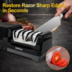 Electric Knife Sharpener for Kitchen – Professional 3-Stage 100% Diamond System with 20° Precision Angle, Fast Sharpening to Restore & Polish Chef Knives(Black)