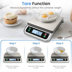 88lb/40kg Food Scale with 6 Unit Stainless Steel Commercial Kitchen Scale, with Full View LCD Display Large Kitchen Scale with Tare and Pcs Funtion for Baking, Cooking, Flour, Fruits Silver