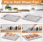 Cooling Rack for Baking 3 Tiers, 16" x 10" Cookie Cooling Wire Rack Stackable Collapsible Nonstick, Stainless Steel Baking Cooking Cooling Racks with Optimum Air Flow, Silver