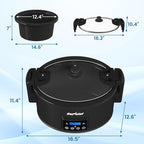 Programmable Slow Cooker with Locking Lid, Portable Multi-Cooker for Family and Gatherings, 8.5 QT Food Warmer with Adjustable Temp, Warmer with Digital Timer, Dishwasher-Safe, Black