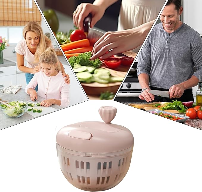 Salad Spinner - 800ML Lettuce Washer, Vegetable Dryer, Produce Cleaning Tool | Manual Salad Spinner with Colander Basket and Non Slip Base for Quick Water Removal, Kitchen Tool for Camping Picnic