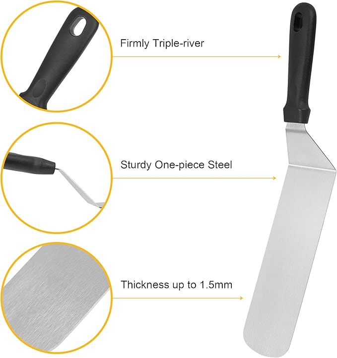 Flat Top Griddle Accessories Kit, 15 Pcs Stainless Steel Barbecue Tool Set for Blackstone and Camp Chef, Grill Spatula Tools Set with Egg Ring, Squeeze Bottles, Sauce Brush, for Teppanyaki Hibachi
