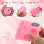 Pimoys 5 Pcs Strawberry Silicone Mold Strawberry Candle Molds Silicone Moulds for Wax Melt Cake Chocolate Mold Birthday Wedding Cake Decoration