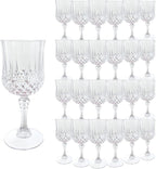 Plastic Wine Glasses, Plastic Goblets Vintage Style Cordial Unbreakable Drinking Glasses, Reusable Drinkware for Wedding Reception, Grand Event Party Supplies,Mother's Day(24, Transparent)