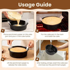 10 Inch Cake Pan Set of 2 - Nonstick Carbon Steel Round Cake Baking Pans with Parchment Paper, Dishwasher Safe, Durable for Large Layer Cakes, Birthday & Christmas Baking