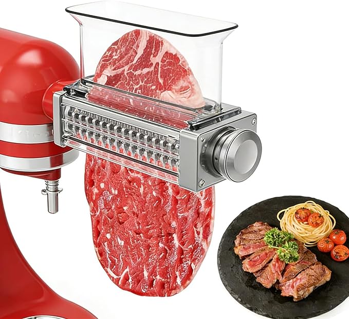 Adjustable Meat Tenderizer Attachment for KitchenAid Stand Mixers 3 Thickness Settings with Wide Metal Wheel & Tall Chute Meat Tenderizer Tool (meat tenderizer)