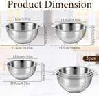 3 Pcs Stainless Steel Colander Strainer Set, Stainless Steel Strainer, Kitchen Gadget Food-Strainer Basket with Handle, Strainers and Colanders, Pasta-Strainer for Vegetable Cooking(2QT, 3QT, 5QT)