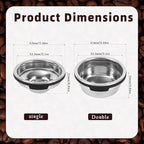 2pcs Single & Double Cup Coffee Filter Basket for Ninja Luxe Cafe ES601 & ES701, Stainless Steel Pressurized Portafilter Basket with Dual Layer Design for Ninja Luxe Cafe