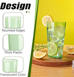 Liacere Plastic Drinking Glasses (Set of 12) 18oz Highball Green Reusable Plastic Glasses Colors，Kitchen Water Glasses Cup, Bar Tumbler Glassware Set for Beer, Juice, Cocktail, Whiskey, Milk