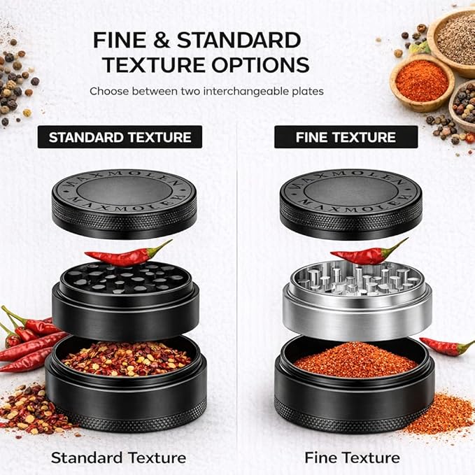 3" Inch Large Spice & Seasoning Grinder, Dual Grind Plate for Fine and Medium result