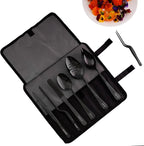 CREATIVECHEF 7 PCS Plating Tools Culinary Set Contains kitchen tweezers spatula Sauce plating spoon（Black）