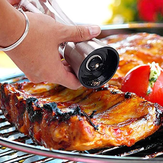 Ebaco Original Stainless Steel Salt or Pepper Grinder - Top Spice Mill with Ceramic Blades, Brushed Stainless Steel and Adjustable Coarseness By Pepper Grinder （Single Package）