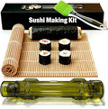 Sushi Making Kit – Clear Sushi Bazooka Roller & Bamboo Sushi Rolling Mat, Easy DIY Sushi Maker Tool Set for Beginners, Homemade Sushi Rolls for Kitchen & Party (Clear Green)