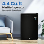 roomwell Mini Fridge counter top | Compact All Refrigerator without Freezer | Lownoise | Ideal for Hotel, Office, Kitchen, Bedroom, Bar etc. |Estar rated in Black (Size- 4.4 cu.ft)