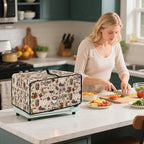 Coffee Chocolate Cake Print Toaster Oven Cover with Top Handle, Heavy Duty Dust-proof Microwave Oven Cover Compatible with Most Toasters Ovens (Small-14.5 * 18.46 * 9 inches)