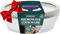 Anyday 4-Cup Microwave Cookware & Glass Container with Glass Lid, Plastic-Free Shallow Food Storage | Stackable Airtight Steamer with Vented Lid for Microwave-Safe Reheating, Steaming Vegetables