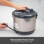 Tiger JNP-S18U-US 10 Cup Capacity White Rice Cooker with Non-Stick Inner Pot, Retractable Power Cord, and Keep Warm up to 12 hours (Urban Satin)