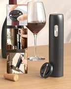 CIRCLE JOY Electric Wine Bottle Opener Set Rechargeable 5-in-1 Wine Set with Foil Cutter, Electric Wine Opener, Electric 2in-1 Wine Aerator & Pourer, Electric Vacuum Wine Stopper, Black Silver