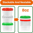 EONJOE 8 oz Small Freezer Containers with Lids Stackable Plastic Food Storage Container 1 Cup Meal Prep Bowls Airtight Dishwasher Safe,6-pack