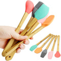 Cheer Collection Mini Silicone Spatula Set – 5-Piece Wooden Handle Kids Baking Tools, Non-Stick Mini Spatula for Baking, Cooking, Cake Decorating & Family Kitchen Fun