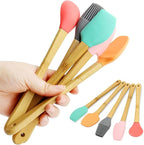 Cheer Collection Mini Silicone Spatula Set – 5-Piece Wooden Handle Kids Baking Tools, Non-Stick Mini Spatula for Baking, Cooking, Cake Decorating & Family Kitchen Fun