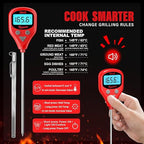 AWLKIM Rechargeable Digital Meat Thermometer with 3.3ft External Probe, Warning Alert, Instant Read Food Thermometer for Cooking Baking Water BBQ Oil Fry, Waterproof IP67, Hold Function, Oven Safe
