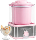 Nostalgia Electric Ice Cream Maker with 2-Qt Double Insulated Gel Canister & Stainless Steel Base - Makes Sorbet, Soft Serve, and Frozen Yogurt - Pink