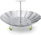 Pavsrmy Steamer Basket, 3rd Generation Stainless Steel Vegetable Steamer with Extendable Handle for Cooking Food, Folding & Expandable Veggie Steam Insert, Fit Various Size Instant Pot (5.5" to 9")