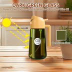 YARRAMATE 16oz/470ml Light-Blocking Dark Oil Sprayer for Cooking, 2 in 1 Olive Oil Dispenser Bottle for Kitchen, Premium Dark Green Glass Oil Bottle, Food-Grade Oil Mister for Air Fryer, BBQ (Orange)
