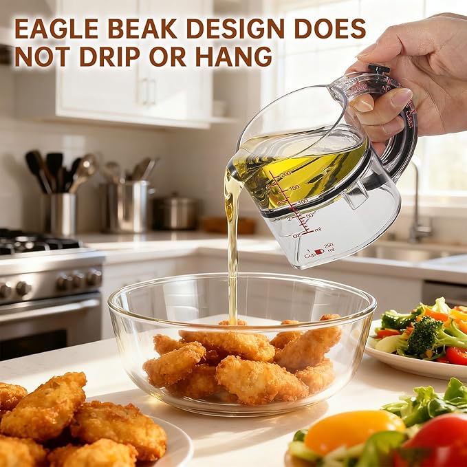 4-in-1 Adjustable Measuring Cup, Multi-Functional Kitchen Tool with Push-Button, with Adjustable Base & Scraper-Style Seal Base, Space-Saving Nesting Design for Cooking, Baking, Liquid & Dry Measure