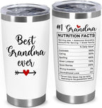 Christmas Gifts For Grandma, Best Grandma Ever Tumbler 20oz – Grandmother Present for Birthday, Mothers Day – First Time Grandmas Coffee Cup From Grandkids, Granddaughter Or Daughter