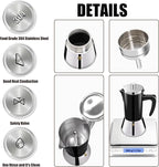 4 Cup Thickened 304 Stainless Steel Moka Pot Stovetop Espresso Maker Cafeteras Italian Percolator Espress Makers Capable Greca Mocha Coffee Machine for Induction Home and Camping 200ml 6.6oz