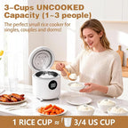 Mini Rice Cooker 2-Cup Uncooked / 4-Cup Cooked, 1.7Qt Portable Small Rice Maker with Auto Keep Warm & 24H Timer Delay for Oatmeal, Quinoa, Soup, Non-Stick Inner Pot Easy to Clean