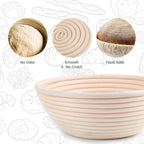 DOYOLLA Bread Proofing Baskets Set of 2 8.5 inch Round Dough Proofing Bowls and Liners Perfect Home Sourdough Bread Baking supplies