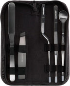 CREATIVECHEF 5 PCS Plating Tools Culinary Set Contains kitchen tweezers spatula Sauce plating spoon（Black）