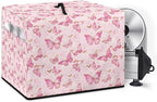 Pink Gold Butterfly Print Meat Slicer Dust Cover, (Only Cover)16x13x13 Inch Food Slicer Cover, Compatible with Cheese Bread Meat Slicer and Most Other Model, Dust-Proof, Waterproof