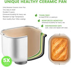 2.2LB Larger Bread Maker Machine with Dual Heaters, 17-in-1 Bread Machine With Die-Cast Ceramic Pan & Auto Fruit Dispenser, Full Stainless Steel Breadmaker, 15H Timer&Keep Warm, Sourdough, Gluten-Free