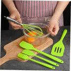 5pcs Silicone Kitchen Utensil Set Heat Resistant Non-stick Cooking Gadgets with Whisk Shovel Brush Scrapers for Baking and Cooking Space-saving Hanging Design Tools
