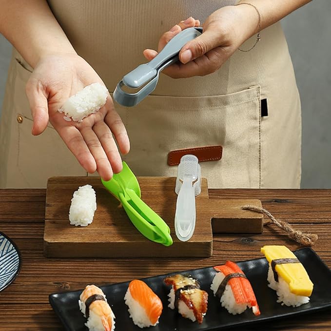 4pcs Sushi Molds Set with Press Type Onigiri Rice Ball Maker, DIY Bento Rice Ball Making Tool for Japanese Cuisine, Kitchen Gadget for Home Cooking, Multi-color