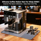 Silicone Coffee Mat for Ninja Luxe Espresso Machine ES601 – Large Anti-Slip Heat-Resistant Coffee Bar Mat for Ninja luxe Cafe Accessories and Most Home Espresso Machines with Convex Edge Gray