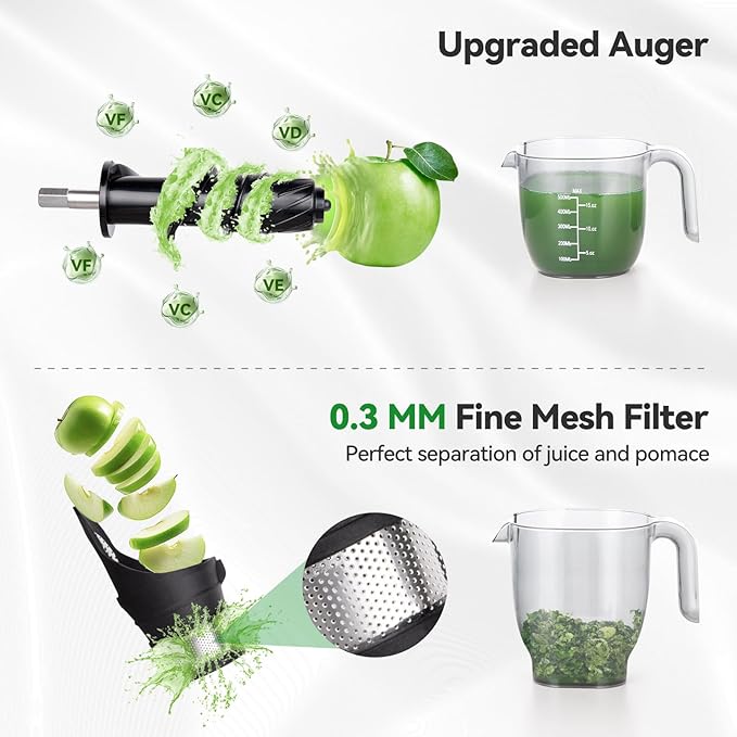 Juicer Machines,ORMEO HOME Cold Press Slow Masticating Juicers with 3.60"Large Feed Chute For Vegetable and Fruit,Easy to Clean,Quiet Motor,BPA-Free,High Juice Yield(Updated)
