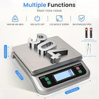 88lb/40kg Food Scale with 6 Unit Stainless Steel Commercial Kitchen Scale, with Full View LCD Display Large Kitchen Scale with Tare and Pcs Funtion for Baking, Cooking, Flour, Fruits Silver