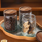 6-Pack 24 OZ Vintage Glass Jar with Lid, Airtight Food Storage Canisters with Bamboo for Kitchen Counter Pantry, Ideal for Coffee, Candy, Tea, Oats, Sugar, Cookies Decorative Jars