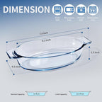 Mini Casserole Dish Oval 2 Pack, 13oz Glass Baking Dish, Banana Split Bowls, Single Serving, Individual Bakeware Baking Pans for Oven Microwave Air Fryer, Clear Prep Bowls