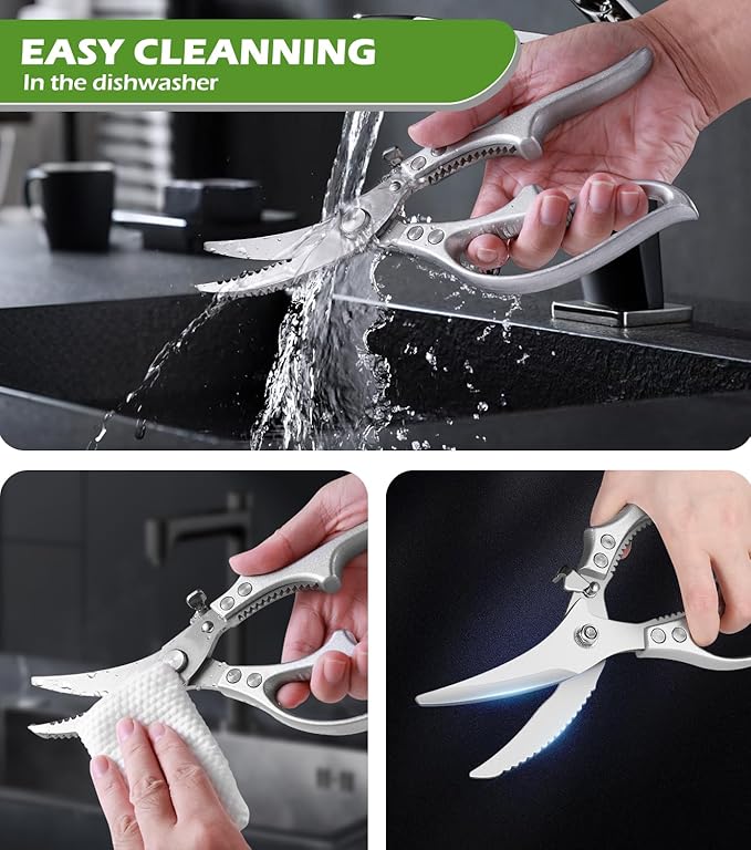 Poultry Shears – Heavy Duty Kitchen Shears & Multipurpose Kitchen Scissors for Meat, Chicken, Fish & Vegetables, High Carbon Stainless Steel, Safety Lock, Dishwasher Safe