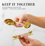 Pink Magnetic Measuring Spoons Set - 8-Piece Dual-Sided Stainless Steel Spoons, Stackable and Spice Jar Friendly – Stylish Pink Kitchen Accessories for Cooking and Baking